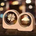 Wooden Base Wood Crystal Night Light Crystal LED Nightlights Friends