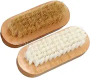 TOGEVAL 2Pcs Dual Sided Manicure Brush Wooden Fingernail Brush with Soft Bristles for Easy Cleaning Compact for Travel for Nail Art and Grooming