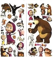 masha and the bear wall murals Masha and The Bear Wall Sticker Art Wall Sticker Kids Bedroom Wall Sticker Boys Girls Size: 75cm x 35cm 2 Sheets