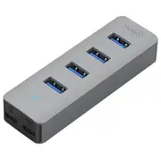 Cruxtec 4 Port USB 3.0 Hub with USB-C Power Port - Aluminum Alloy + Plastic , Rate up to 5Gbps - Plug & Play [AU3-H4-SG]