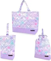 COLORFUL CANDY STYLE NS701100 Bag/Drawstring 3-Piece Set, Water Repellent, Lightweight Type, Shoe Case, Drawstring Bag, Large, Lesson Bag, Gymnastics Bag, Preparation for School Admission, Cute,