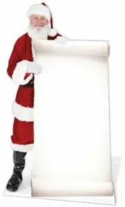 SANTA WITH LARGE SIGN Christmas CARDBOARD CUTOUT Father Christmas standee