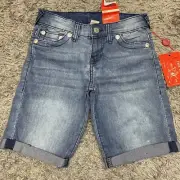True Religion Jean Shorts Boy/Girl Unisex Size 7 Geno Relaxed Slim Cuffed NWT