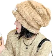 Winter Hat Striped Beanies for Women Fluffy Warm Crochet Hat Chic Knit Hats Skull Cap Winter Warm Hat