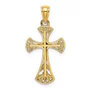 14k Yellow Gold Cut-Out w/ Round Edges Cross Charm