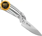 12Cm Japanese Kitchen Scissors, Silver Titanium Plated, Heavy Duty Poultry Shear