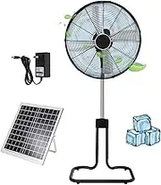 Solar Fan DC Motor Quiet Pedestal Fan Oscillating Fan Solar Powered Standing Fan Solar Panel Cordless Floor Fan For Office Home Outdoor Camping(A,55cm/22in)