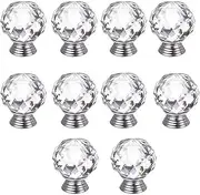 Clear Crystal Furniture Decoration Pull Knobs,10PCS Clear Crystal Drawer Pulls Handle, Glass Cabinet Knobs Diamond Shaped Drawer Pulls Handle for Home Cupboard Handle with Screw (Size : 20mm)