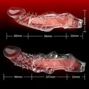 Clear Penis Extender Enlarger Girth Enhancer Realistic Sleeve Condom Sheath Men