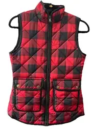 Cremieux Quilted Vest Women XS Red Buffalo Check Plaid Lumberjack Gorpcore NWT