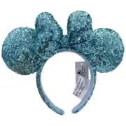 DisneyParks Blue Minnie Mouse Sequins Ears Mickey limited Ribbon Headband Ears