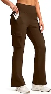 [G Gradual] Women's Stretchy Cargo Pants 6 Pockets High Waist Bootcut Flare Leggings for Casual, Work, Travel, Athletic