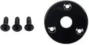 Round Guitar Jack Plate Indented 1/4 Inch Guitar Pickup Output Input Jack Socket Plate Metal Jack Plate with Screws for Electric Guitar Bass (Black)
