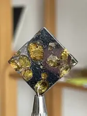 Gorgeous Brahin Pallasite meteorite slice, 5.37 grams