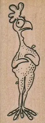 Rubber Chicken Standing 1 1/4 x 3" Rubber Stamp, Bird Stamp, Chicken Stamp