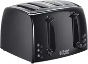 Russell Hobbs Textures 4 Slice Toaster (Extra Wide Slots, 6 Browning levels,cancel & reheat function with indicator lights, Removable crumb tray, 1250-1500 W, Black matt & high gloss finish)21651
