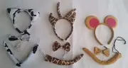 Giraffe/ Cow/ Bear Animals Set with headband Ear Bow Tie & Tail