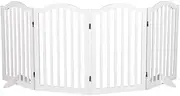 PaWz Wooden Pet Gate Dog Fence Safety Stair Barrier Security Door 4 Panels White, Cat Dog Wooden Fence with Narrow Gaps, Fold Easily for Storage Pet Playpen, Durable and Smooth Hinges for Baby Gate