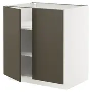 METOD base cabinet with shelves/2 doors, white/Havstorp brown-beige, 80x60x80 cm