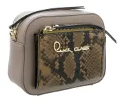 Roberto Cavalli Class Taupe Snakeskin Textured Susan Small Belt Bag / Shoulder