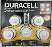 Duracell 5 Wireless LED Puck Lights w/ Directional Base Remote Control