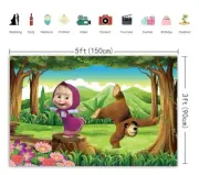 Masha And The Bear Banner Backdrop Party Supplies Kids Birthday Decoration