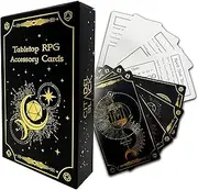 Citadel Black Tabletop RPG Accessory Card Set of 50 – D&D, Gold Foil Spell Slot Tracker, Item & Spell Cards, Blank Notes for Dungeons and Dragons 5th Edition & Other Tabletop Games