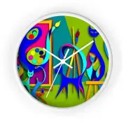 Home Decor Wall Clock Atomic Cat Mid Century Fantasy Art Gallery Museum Gift Hip