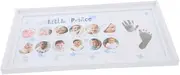 ULTECHNOVO Growth Photo Frame Keepsake Frame Print Photos Memory Picture Frame Footprint Ornament Kit Handprint Kit Nursery Decor Keepsakes Print Pictures Pvc Blue