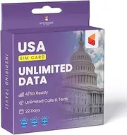 SimCorner USA Travel SIM Card (4G Data,22 Days) - 3-in-1 Data SIM Card - Standard, Micro & Nano SIM Card - Unlimited Calls & SMS to US, Hawaiian Mobiles & Landlines