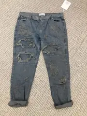 NWT New One Teaspoon Freebirds Rolled Cuffed Distressed Jeans Size 32