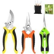 3 Pack Garden Pruning Shears, Stainless Steel Gardening Scissors Set with Sto...