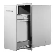 Pull Out Trash Drawer 13.6Wx26Hx19.3D Inch Lower Sliding Rails Stainless Steel Roll Out Trash Bin Pull Out Tray Outdoor Kitchen Trash Drawer with Handle for BBQ Island Grill