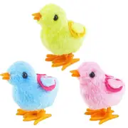 3pcs Wind up Toys Easter Toy Wind-Up Jumping Chicken Plush Chicks Toys Party Favors Toy for Kids (Random Color)