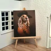 Miniature Dollhouse Shadow Box Art Wild Bill Hickok Cocker Spaniel Handmade