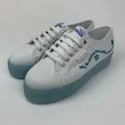 SUPERGA 2790 Womens Disney Frozen White Blue Snow Flake Shoes Sneakers 8 9 10