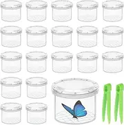 Xerteam 20 Pcs Kids Magnifying Glass Container with 2 Bug Catchers, Bug Hunting Kit Collecting Viewer, Transparent Bug Box for Observing Insects, Nature Exploration, Science Learning