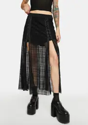 [Punk Rave] Mystery Story Medium Length Grid Mesh Pant Skirt