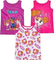 [Nickelodeon] Paw Patrol Girls’ 3 Pack Tank Top for Toddler and Little Kids – Pink/Purple/White