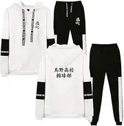[Flyself] Unisex Haikyuu Tracksuit Boys Jogging Gym Sports Hooded Sweatsuits Cosplay Haikyuu Kozume Kenma Gakuen Koukou Costume Sports Tops High School Volleyball Uniform