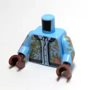 Lego - Minifigure Torso - Tropical Plant Print, Blue Green, Dark Skin, Buttons