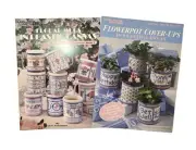 2 Plastic Canvas Pattern Leaflets Floral Mugs, Flowerpot Cover Ups Leisure Arts