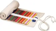 Creative Canvas Roll Up Pencil Case, Large Capacity, 72 Slots, White, Backpack