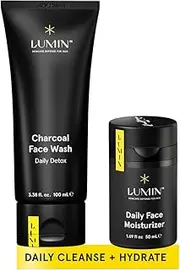 Lumin - Dynamic Duo - Skin Care kit for Men - Includes: Charcoal Face Wash Daily Detox & Daily Face Moisturizer,Suitable for all skin types, Daily Use, Two Month Supply