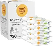 Burt’s Bees Baby Wipes, Unscented Natural Baby Wipes for Sensitive Skin with Aloe and Vitamin E - 72 Wipes – 10 Pack