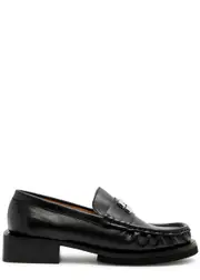 Ganni Butterfly 40 Leather Loafers - Black - 40 (IT40 / UK7) 40 (IT40 / UK7)