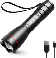 Lepro LED Torch Rechargeable, 15000 Lux Super Bright Adjustable Focus Flashli...