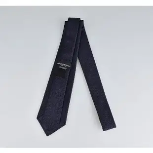 【EMPORIO ARMANI】EMPORIO ARMANI花紋設計羊毛混紡萊賽爾纖維領帶(寬版/午夜藍底x藍黑字)
