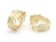 Leaf Ring Adjustable Shiny Gold Plated brass (19mm 9US inner size) 3217