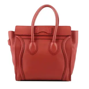 CELINE Micro Luggage Shopper 冏包 笑臉包 手提包(唇膏紅)_展示品 167793HSC.27LK